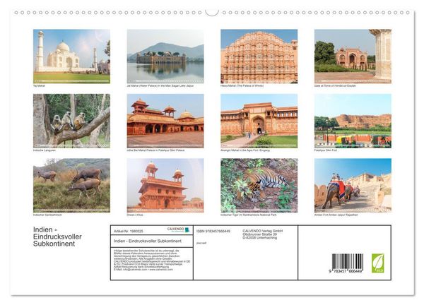 Produktbild: Indien - Eindrucksvoller Subkontinent (hochwertiger Premium Wandkalender 2026 DIN A2 quer), Kunstdruck in Hochglanz