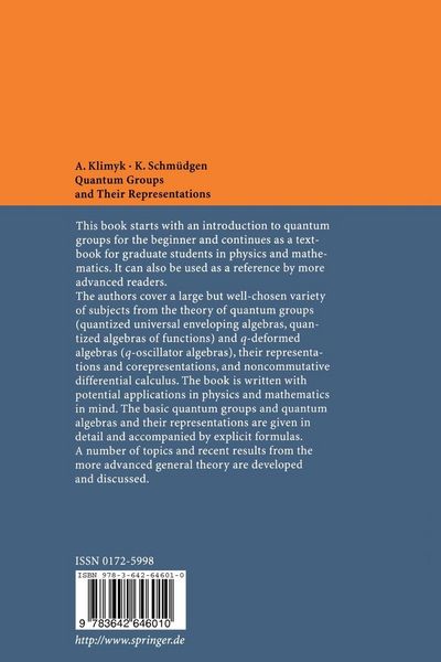 Produktbild: Quantum Groups and Their Representations