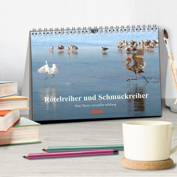 Produktbild: R&ouml;telreiher und Schmuckreiher (Tischkalender 2026 DIN A5 quer), CALVENDO Monatskalender