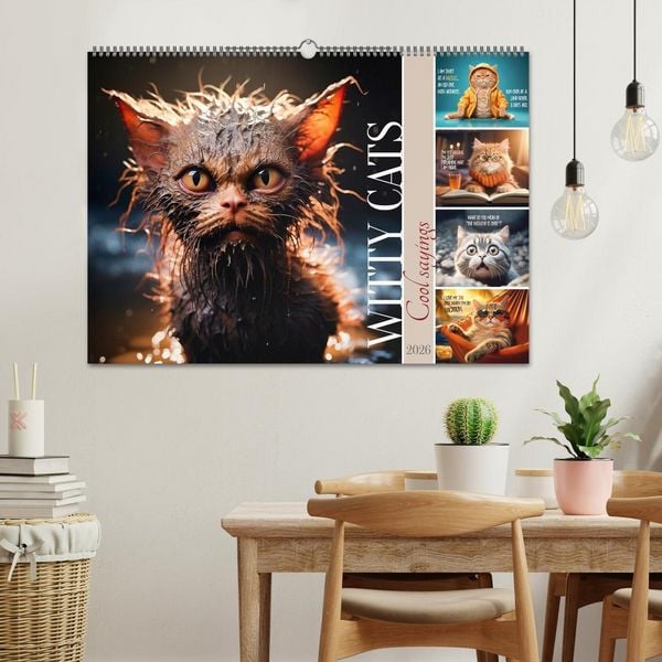Produktbild: WITTY CATS Cool sayings (Wall Calendar 2026 DIN A2 landscape), CALVENDO 12 Month Wall Calendar