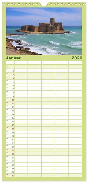 Produktbild: Familienplaner 2026 - Kalabrien mit 5 Spalten (Wandkalender, 21 x 45 cm) CALVENDO