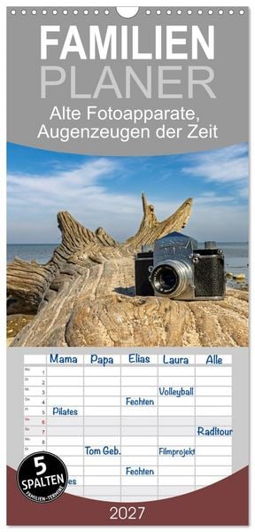 Produktbild: Familienplaner 2027 - Alte Fotoapparate, Augenzeugen der Zeit mit 5 Spalten (Wandkalender, 21 x 45 cm) CALVENDO