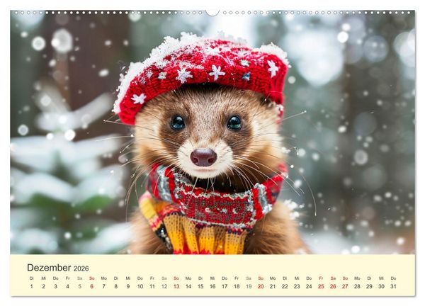 Produktbild: Kecke Marder. Charmante und niedliche Fashion-Ikonen (hochwertiger Premium Wandkalender 2026 DIN A2 quer), Kunstdruck in Hochglanz