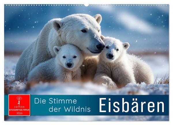 Eisbären - die Stimme der Wildnis (Wandkalender 2026 DIN A2 quer), CALVENDO Monatskalender