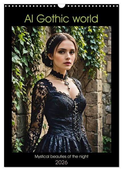AI Gothic world - Mystical beauties of the night (Wall Calendar 2026 DIN A3 portrait), CALVENDO 12 Month Wall Calendar