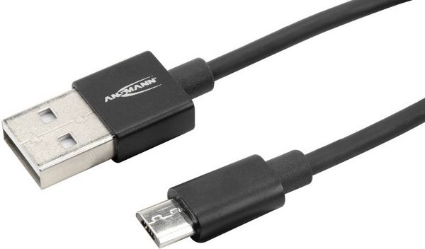 Produktbild: Ansmann USB-Kabel USB 2.0 USB-A Stecker, USB-Micro-B Stecker 1.20 m Schwarz Aluminium-Stecker, TPE-Mantel 1700-0076