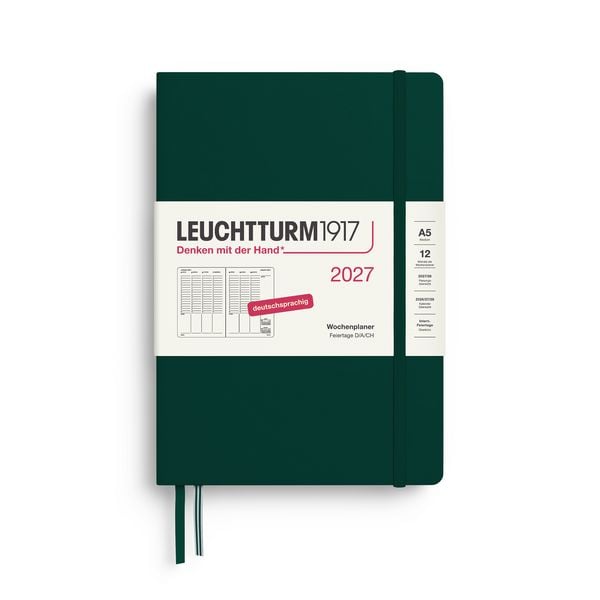 Produktbild: Wochenplaner Medium (A5) 2027, Forest Green, Deutsch