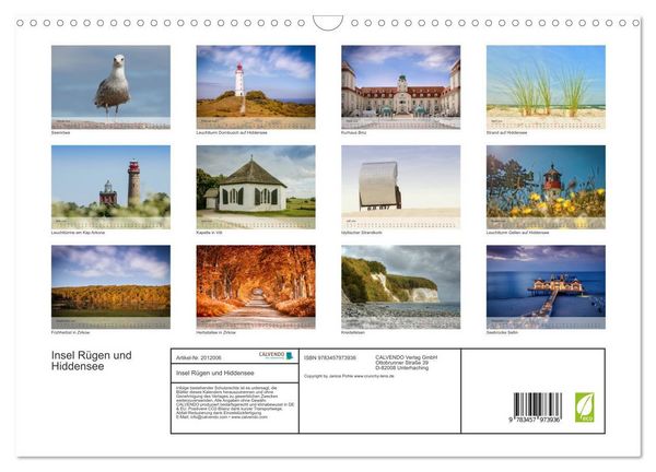 Produktbild: Insel R&uuml;gen und Hiddensee (Wandkalender 2026 DIN A3 quer), CALVENDO Monatskalender