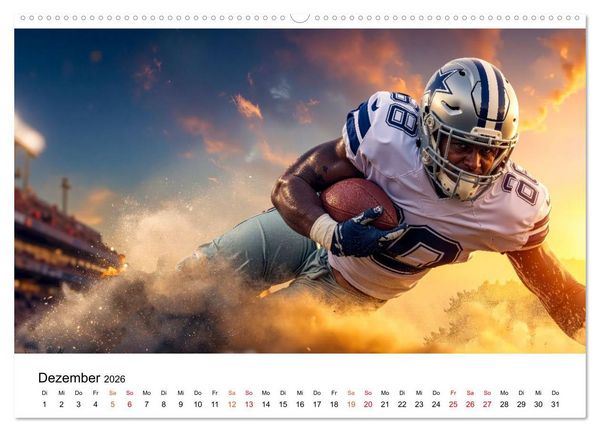 Produktbild: American Football - Touchdown durchs Jahr (hochwertiger Premium Wandkalender 2026 DIN A2 quer), Kunstdruck in Hochglanz