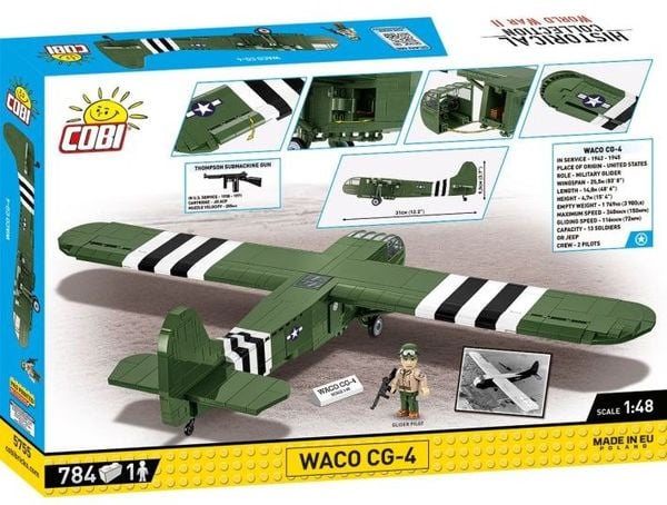Produktbild: COBI Historical Collection 5755 - Waco CG-4, Segelflugzeug, WWII, 1:48 Bausatz, 784 Klemmbausteine/1 Figur