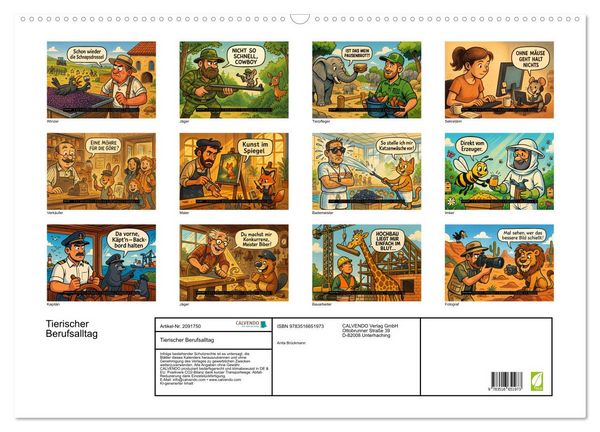 Produktbild: Tierischer Berufsalltag (Wandkalender 2026 DIN A2 quer), CALVENDO Monatskalender