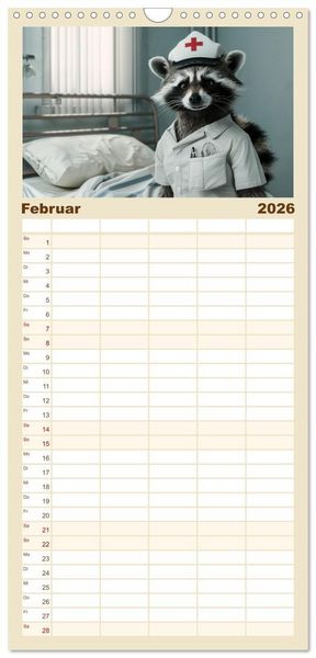 Produktbild: Familienplaner 2026 - Tierisch lustige Krankenpfleger mit 5 Spalten (Wandkalender, 21 x 45 cm) CALVENDO