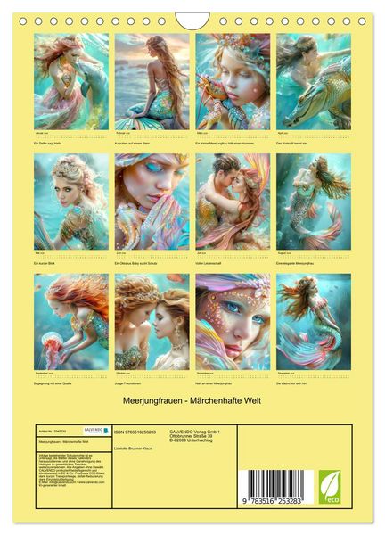 Produktbild: Meerjungfrauen - M&auml;rchenhafte Welt (Wandkalender 2026 DIN A4 hoch), CALVENDO Monatskalender
