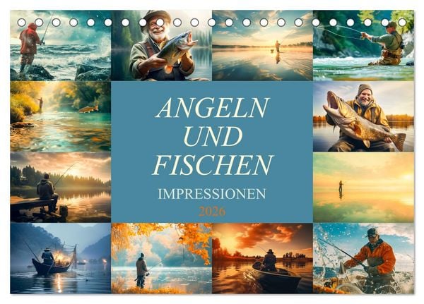 Angeln und Fischen Impressionen (Tischkalender 2026 DIN A5 quer), CALVENDO Monatskalender