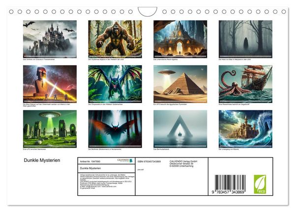 Produktbild: Dunkle Mysterien (Wandkalender 2026 DIN A4 quer), CALVENDO Monatskalender