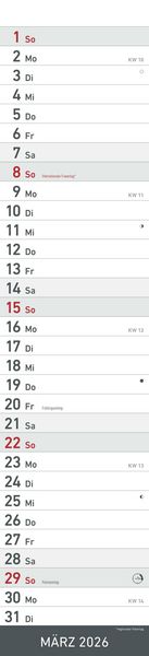 Produktbild: Streifenplaner SCHWARZ 2026 - Streifenkalender - Wandplaner - Küchen-Kalender - 11,3x49,5