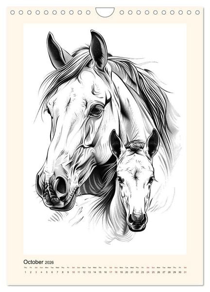 Produktbild: Sketchy Power Horses (Wall Calendar 2026 DIN A4 portrait), CALVENDO 12 Month Wall Calendar