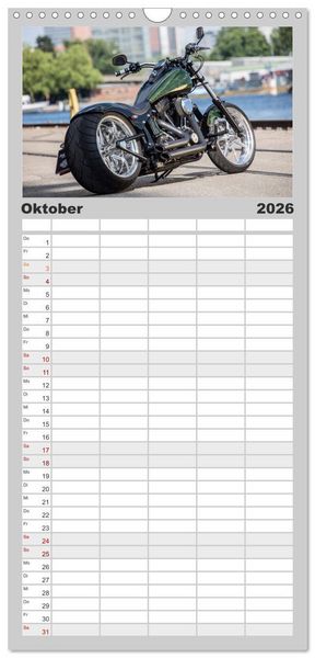 Produktbild: Familienplaner 2026 - Best of Custom- and Showbikes mit 5 Spalten (Wandkalender, 21 x 45 cm) CALVENDO
