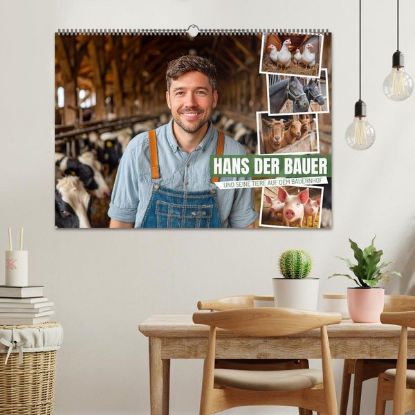 Produktbild: Hans der Bauer und seine Tiere auf dem Bauernhof (Wandkalender 2026 DIN A2 quer), CALVENDO Monatskalender
