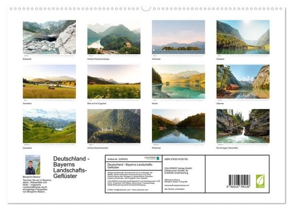Produktbild: Deutschland - Bayerns Landschafts-Gefl&uuml;ster (hochwertiger Premium Wandkalender 2027 DIN A2 quer), Kunstdruck in Hochglanz