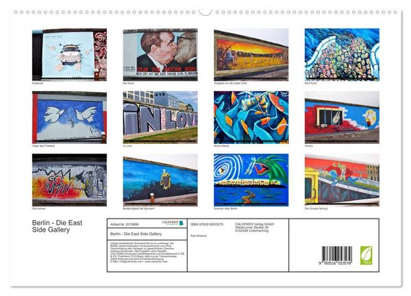 Produktbild: Berlin - Die East Side Gallery (hochwertiger Premium Wandkalender 2026 DIN A2 quer), Kunstdruck in Hochglanz