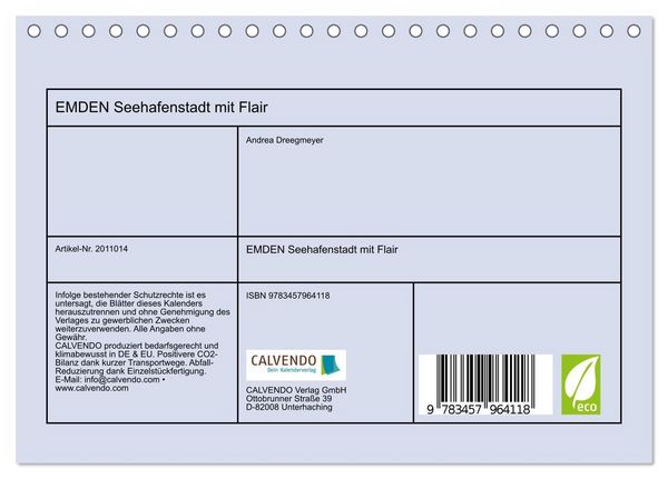 Produktbild: EMDEN Seehafenstadt mit Flair (Tischkalender 2026 DIN A5 quer), CALVENDO Monatskalender