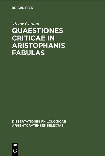 Produktbild: Quaestiones criticae in Aristophanis fabulas