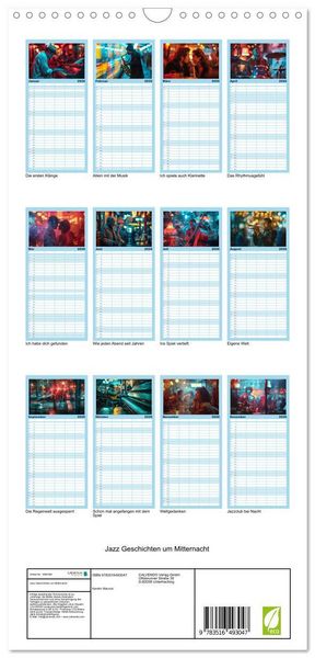Produktbild: Familienplaner 2026 - Jazz Geschichten um Mitternacht mit 5 Spalten (Wandkalender, 21 x 45 cm) CALVENDO