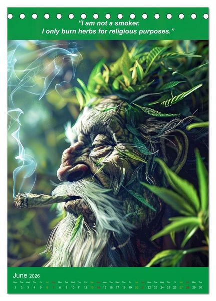 Produktbild: The funniest cannabis pictures and slogans (Desk Calendar 2026 DIN A5 portrait), CALVENDO 12 Month DeskCalendar