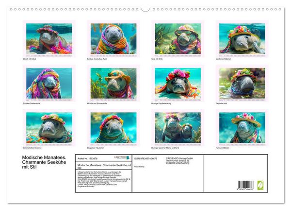 Produktbild: Modische Manatees. Charmante Seek&uuml;he mit Stil (Wandkalender 2026 DIN A2 quer), CALVENDO Monatskalender