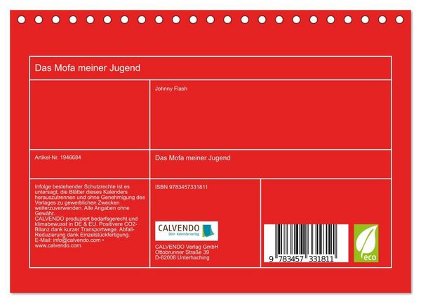 Produktbild: Das Mofa meiner Jugend (Tischkalender 2026 DIN A5 quer), CALVENDO Monatskalender