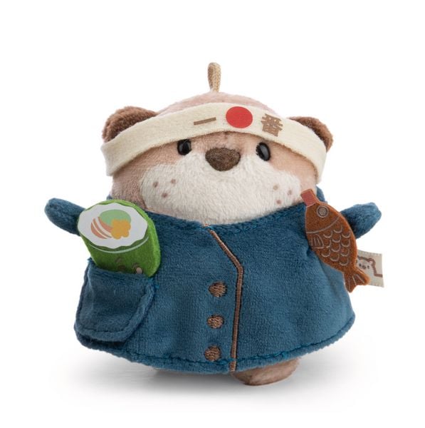 Produktbild: NICI - Set Kuscheltier Otter Jiro 8cm mit Sushi u. Kochkost&uuml;m in Geschenkbox 8,5x6,5x10cm