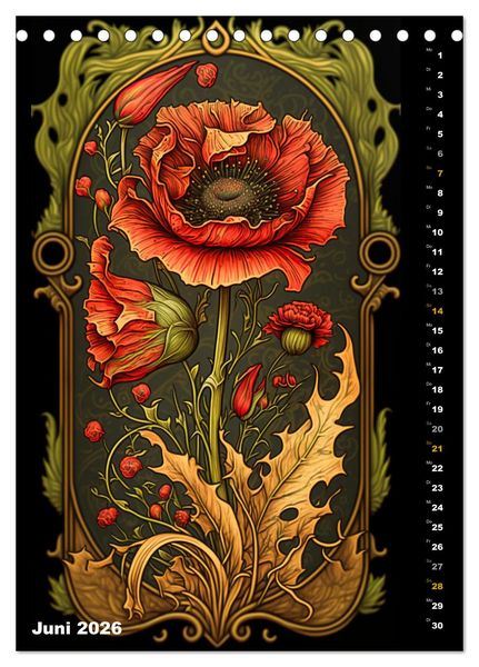 Produktbild: Jugendstil Blumen (Tischkalender 2026 DIN A5 hoch), CALVENDO Monatskalender