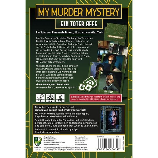 Produktbild: Horrible Games - My Murder Mystery: Ein toter Affe, Partyspiel