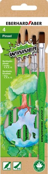 Produktbild: EBERHARD FABER Set Synthetik Green Winner Rundpinsel/Flachpinsel Gr&ouml;&szlig;e 4/6/8/12 4 Teile