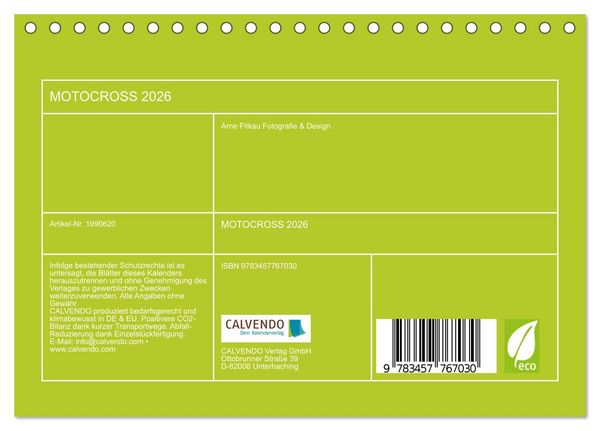 Produktbild: MOTOCROSS 2026 (Tischkalender 2026 DIN A5 quer), CALVENDO Monatskalender