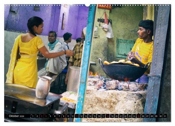Produktbild: INDIEN Menschen Farben Impressionen (Wandkalender 2026 DIN A2 quer), CALVENDO Monatskalender