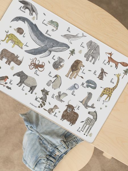 Produktbild: Scriptum Schreibtischunterlage f&uuml;r Kinder Tier ABC - 60 x 40 cm - aus premium Vinyl