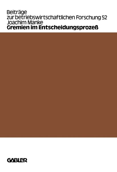 Produktbild: Gremien im Entscheidungsproze&szlig;
