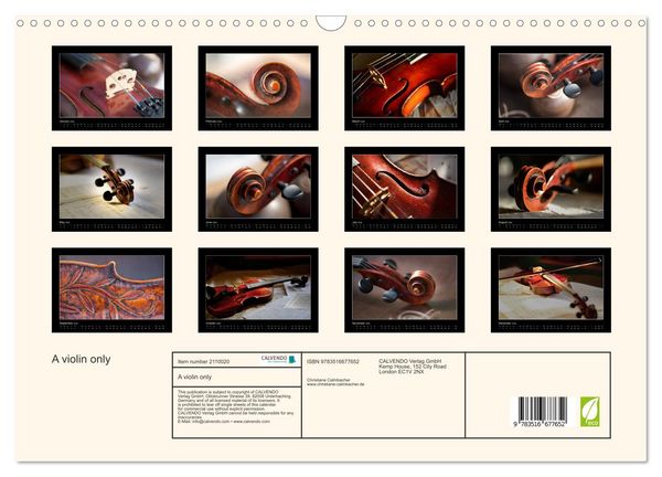 Produktbild: A violin only (Wall Calendar 2026 DIN A3 landscape), CALVENDO 12 Month Wall Calendar