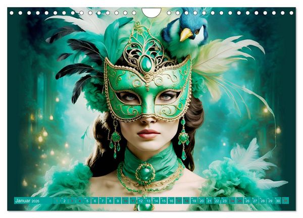 Produktbild: Maskerade Deluxe (Wandkalender 2026 DIN A4 quer), CALVENDO Monatskalender