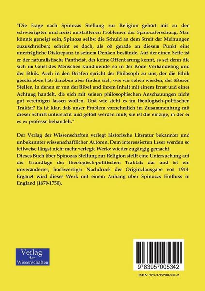 Produktbild: Spinozas Stellung zur Religion