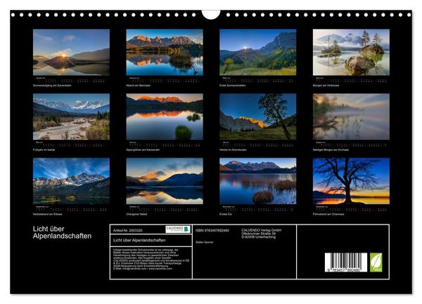 Produktbild: Licht &uuml;ber Alpenlandschaften (Wandkalender 2026 DIN A3 quer), CALVENDO Monatskalender