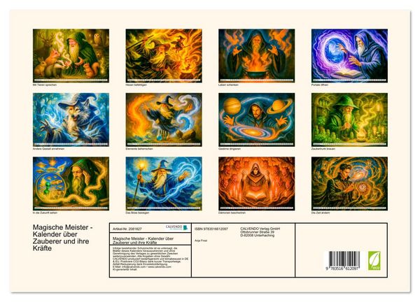 Produktbild: Magische Meister - Kalender &uuml;ber Zauberer und ihre Kr&auml;fte (hochwertiger Premium Wandkalender 2026 DIN A2 quer), Kunstdruck in Hochglanz