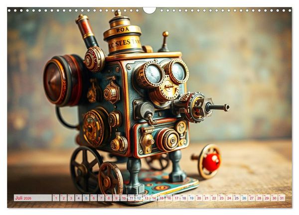 Produktbild: Mechanische Wunderwelten - Ein Jahr mit Steampunk Toys (Wandkalender 2026 DIN A3 quer), CALVENDO Monatskalender