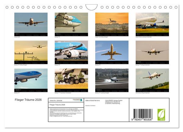 Produktbild: Flieger Tr&auml;ume 2026 (Wandkalender 2026 DIN A4 quer), CALVENDO Monatskalender
