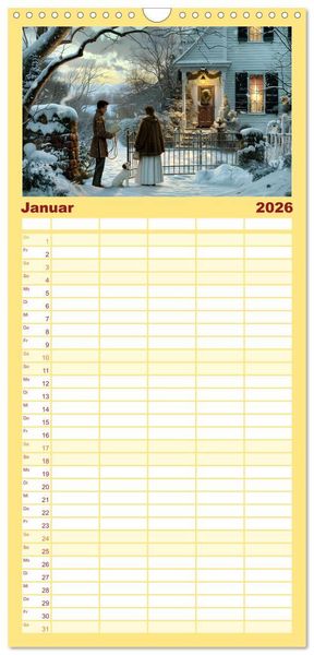 Produktbild: Familienplaner 2026 - B&uuml;cher, Liebe und ein kleiner Hund mit 5 Spalten (Wandkalender, 21 x 45 cm) CALVENDO