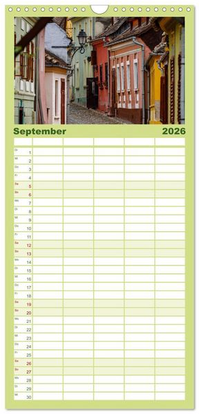 Produktbild: Familienplaner 2026 - Mittelalterliche St&auml;dte Rum&auml;niens mit 5 Spalten (Wandkalender, 21 x 45 cm) CALVENDO