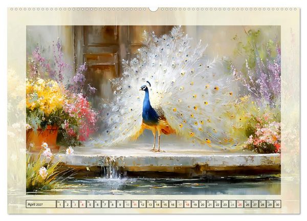 Produktbild: Pfaue. Elegante Zierv&ouml;gel im englischen Garten (Wandkalender 2027 DIN A2 quer), CALVENDO Monatskalender