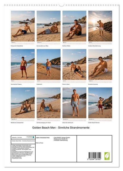 Produktbild: Golden Beach Men - Sinnliche Strandmomente (hochwertiger Premium Wandkalender 2027 DIN A2 hoch), Kunstdruck in Hochglanz